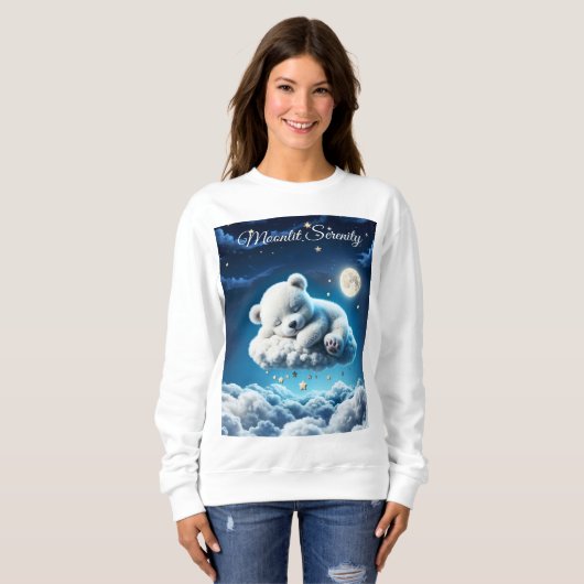 Sweatshirt Ours nuages dormir lune rêve animal (Devant entier)