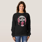 Sweatshirt Ours Panda Géant Boire Lait Fraise (Devant entier)