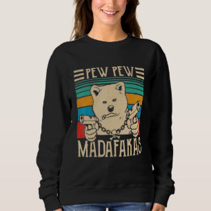 Sweatshirt Ours Pew Pew Madafakas Vintage Crazy Bear Graphism