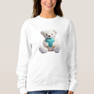 Sweatshirt Ours Polaire Accrocher le coeur Turquoise