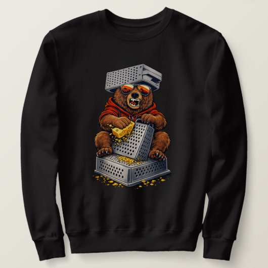 Sweatshirt Ours Rétro avec un Chapeau Râpe à Fromage et des L (Design devant)