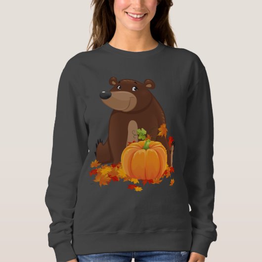 Sweatshirt Ours saisonnier de l'automne mignon avec citrouill (Devant)