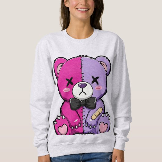 Sweatshirt Ours scindé mignon et effrayant (Devant)