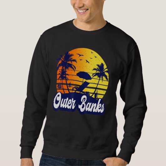 Sweatshirt Outer Banks Carolina Sunset Beach Retro (Devant)