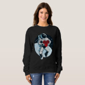 Sweatshirt Outer Space Valentine Astronaut Holding Red Heart (Devant entier)