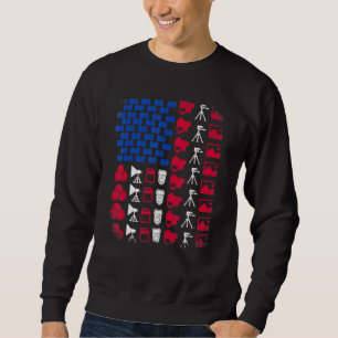 Sweatshirt Outil de photographe Drapeau américain Fierté 4 ju