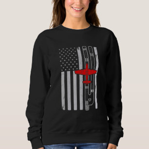 Sweatshirt P51 Mustang 2ème guerre mondiale Avion Drapeau Amé