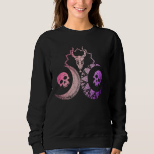 Sweatshirt Pagan Occulte Cuisine Crescent Moon Crâne Pastel
