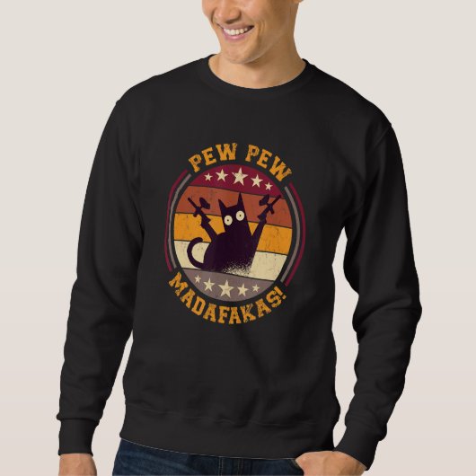 Sweatshirt Paintball Cat Pew Pew Madafakas Crazy Cat Paintba (Devant)