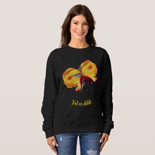 Sweatshirt Paire Fleur Rosebud Jaune Personnalisée (Devant entier)