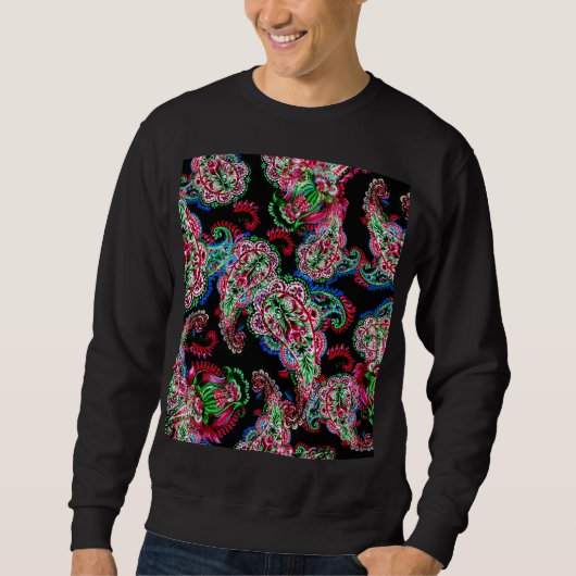 Sweatshirt Paisley Floral Pattern, Ethnic Arrière - plan. (Devant)