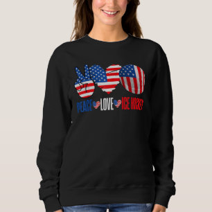 Sweatshirt Paix Amour Hockey sur glace Drapeau Américain Jour