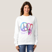 Sweatshirt Paix et Amour Art Abstrait original à porter (Devant entier)