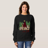 Sweatshirt Paix sur Terre Père Noël Reindeer Buffalo Plaid Tr (Devant entier)