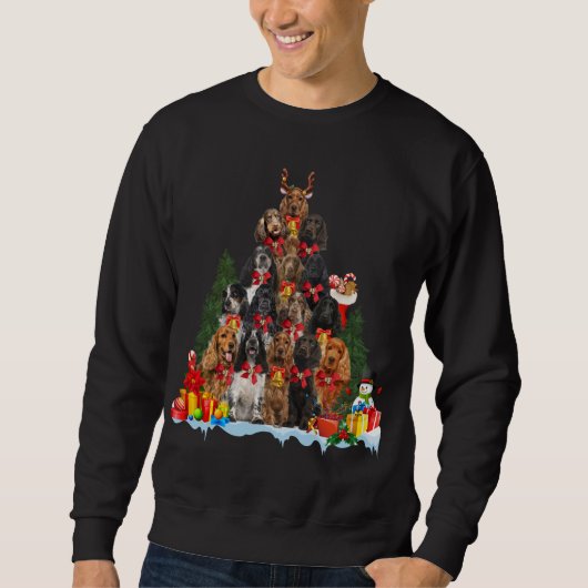 Sweatshirt Pajama de Noël Anglais Cocker Espagnol Xmas Tree (Devant)