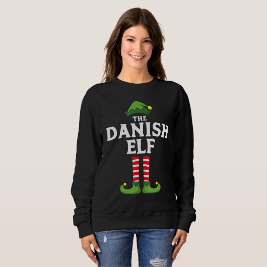 Sweatshirt Pajama de Noël du groupe familial danois Elf Match (Devant entier)