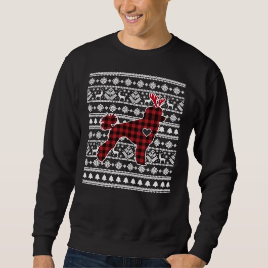 Sweatshirt Pajamas de Noël de chien de caniche rouge de buffl (Devant)