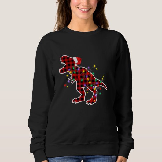 Sweatshirt Pajamas de Noël de Red Buffalo Plaid T Rex Dinosau (Devant)