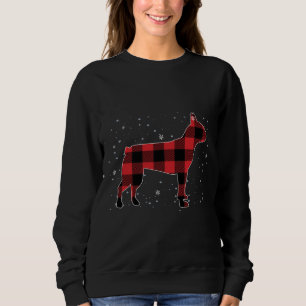 Sweatshirt Pajamas de Noël Red Plaid Buffalo Boston Terrier