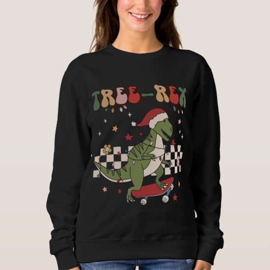 Sweatshirt Pajamas rétro Noël Dinosaur Arbre Rex Trex Ska (Devant)