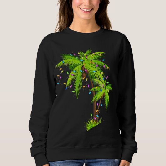 Sweatshirt Palm Tree Beach Funny Tropical Noël Lumière (Devant)