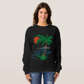 Sweatshirt Palm Tree by the River | Tropical Sunset Art (Devant entier)