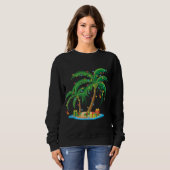 Sweatshirt Palmier de Noël Tropical Xmas Cadeau Cocotier Lig (Devant entier)