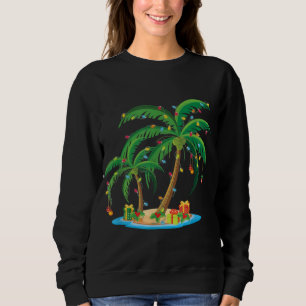 Sweatshirt Palmier de Noël Tropical Xmas Cadeau Cocotier Lig