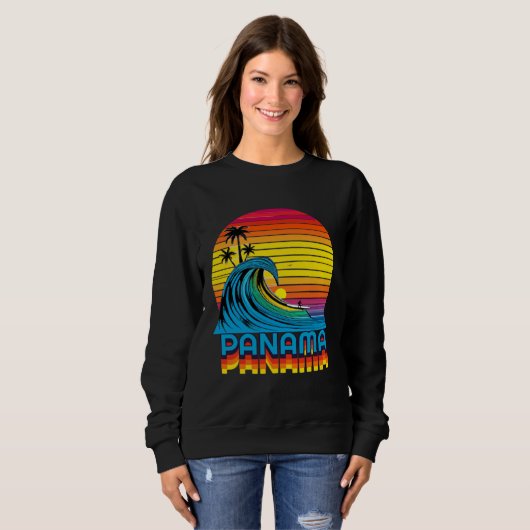 Sweatshirt Panama Retro Throwback Surf & Beach Souvenir (Devant entier)
