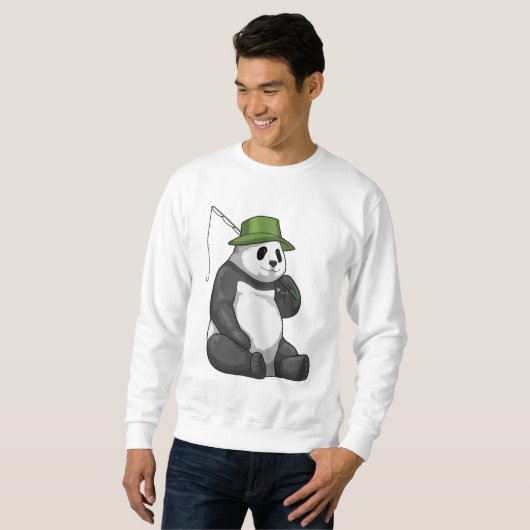 Sweatshirt Panda à la pêche avec canne à pêche (Devant entier)