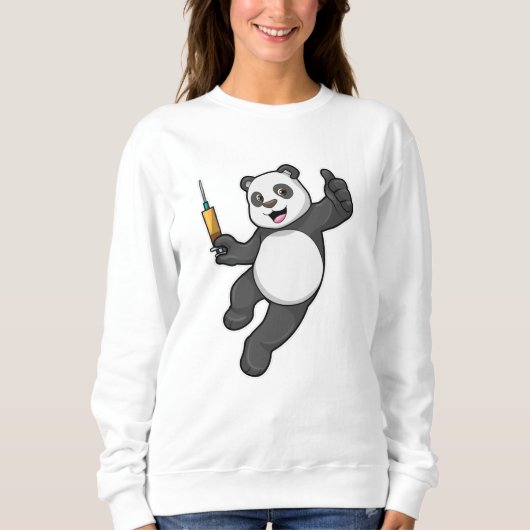 Sweatshirt Panda à la vaccination avec seringue (Devant)