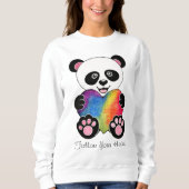 Sweatshirt Panda Aquarelle Cute Avec Coeur Arc En Ciel (Devant)