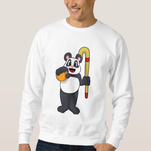 Sweatshirt Panda at hockey with hockey bat (Devant)