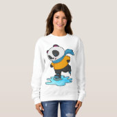 Sweatshirt Panda au patinage sur glace avec patins sur glace  (Devant entier)