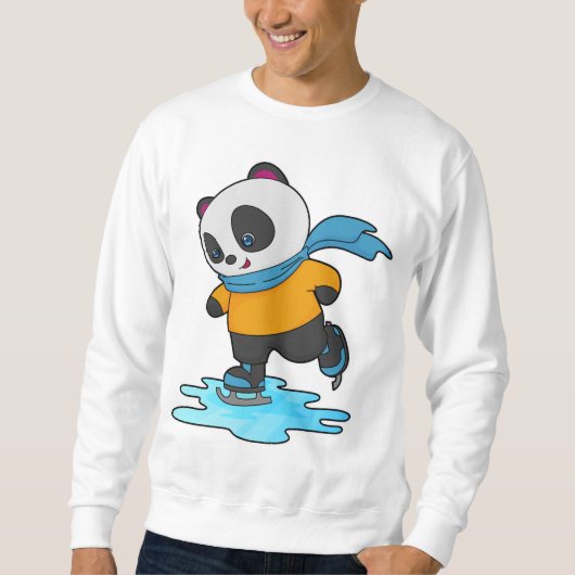 Sweatshirt Panda au patinage sur glace avec patins sur glace (Devant)