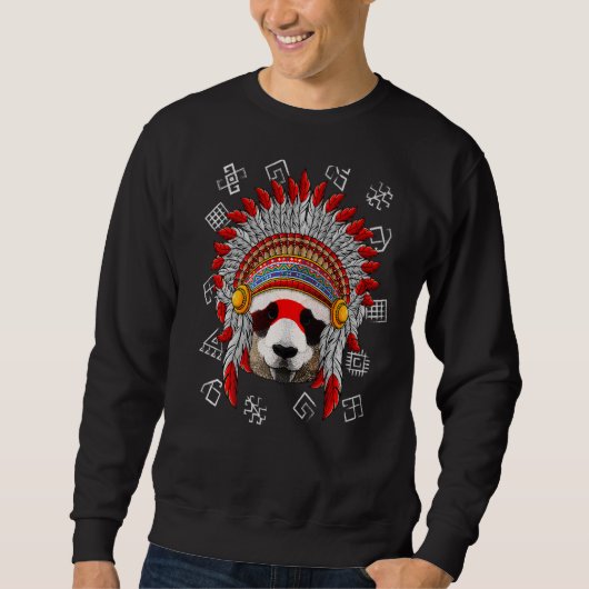 Sweatshirt Panda autochtone Amérindien Coiffure (Devant)