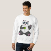 Sweatshirt Panda avec tasse de café (Devant entier)