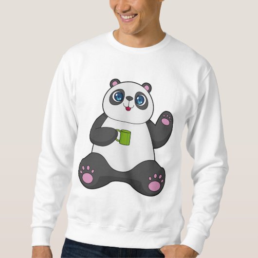 Sweatshirt Panda avec tasse de café (Devant)