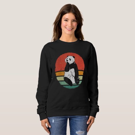 Sweatshirt Panda Bear Pandas Animal Retro Sunset (Devant entier)