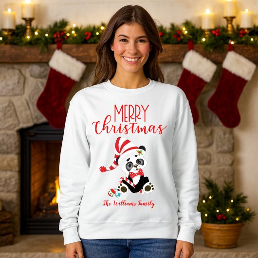 Sweatshirt Panda Claus Noël familial