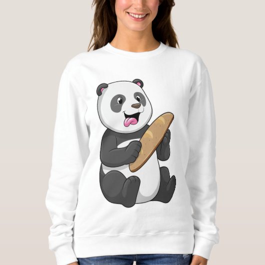 Sweatshirt Panda comme boulanger avec pain (Devant)