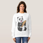 Sweatshirt Panda comme boulanger avec pain (Devant entier)