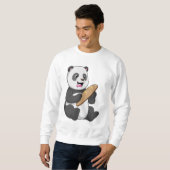 Sweatshirt Panda comme boulanger avec pain (Devant entier)