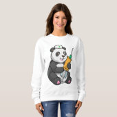Sweatshirt Panda comme infirmière avec seringue (Devant entier)