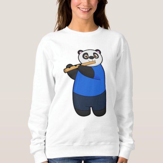 Sweatshirt Panda comme musicien avec Flûte (Devant)
