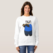 Sweatshirt Panda comme musicien avec Flûte (Devant entier)