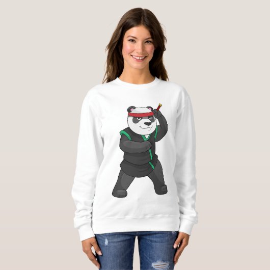 Sweatshirt Panda comme Ninja en costume (Devant entier)