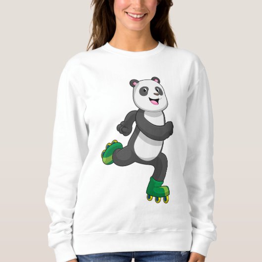 Sweatshirt Panda comme Patinage en ligne avec Roller skates (Devant)