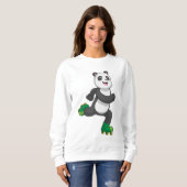 Sweatshirt Panda comme Patinage en ligne avec Roller skates (Devant entier)