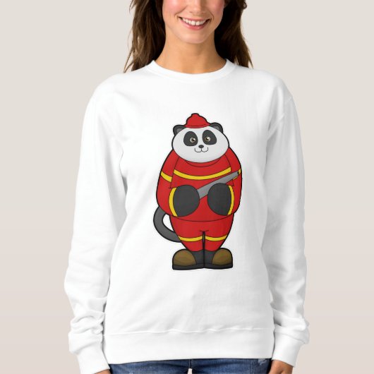 Sweatshirt Panda comme pompier avec tuyau (Devant)